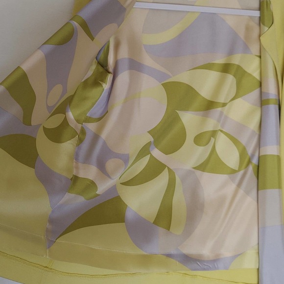 Mila Schon Silk Lined Open Blazer Womens Size 6 / 40 Yellow Green Jacket Italy - Picture 7 of 9
